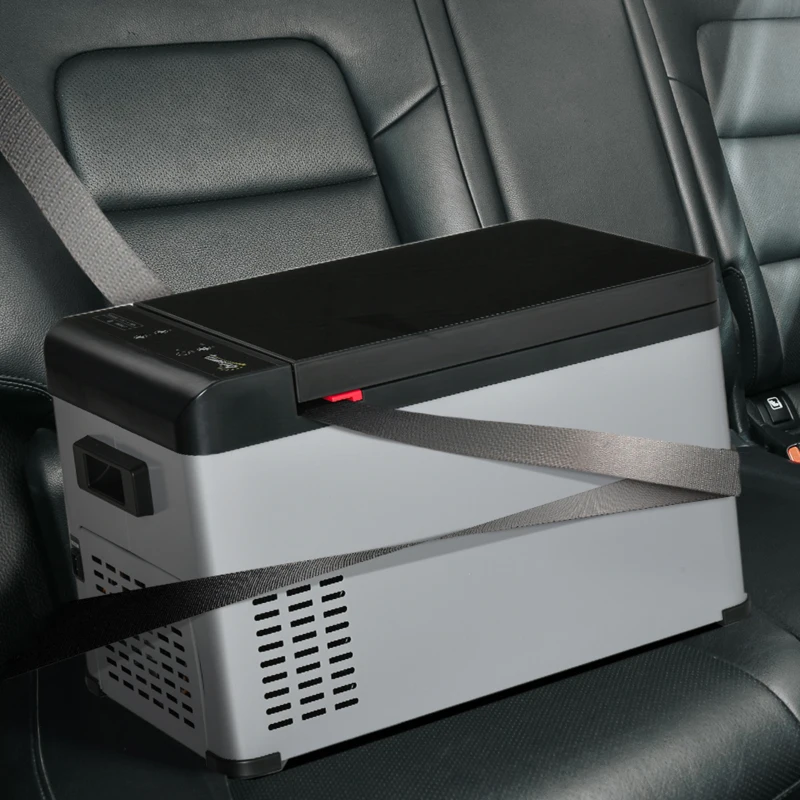 Outsunny 12 V Car Fridge, 3 Zone 21 Quart Portable Compressor Electric Cooler with Seat Belt Slot, Fridge Freezer, -7.6 °F (-22 °C), for Camping, Truck, RV, Travel, Boat, Outdoor and Home Use