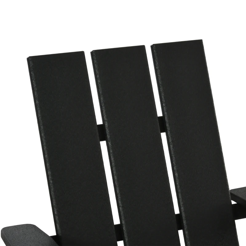 Outsunny Patio Adirondack Chair, Outdoor HDPE Fire Pit Chair, Weather Resistant Outdoor Chair with High-back, Patio Chair for Deck, Garden, Backyard, Black