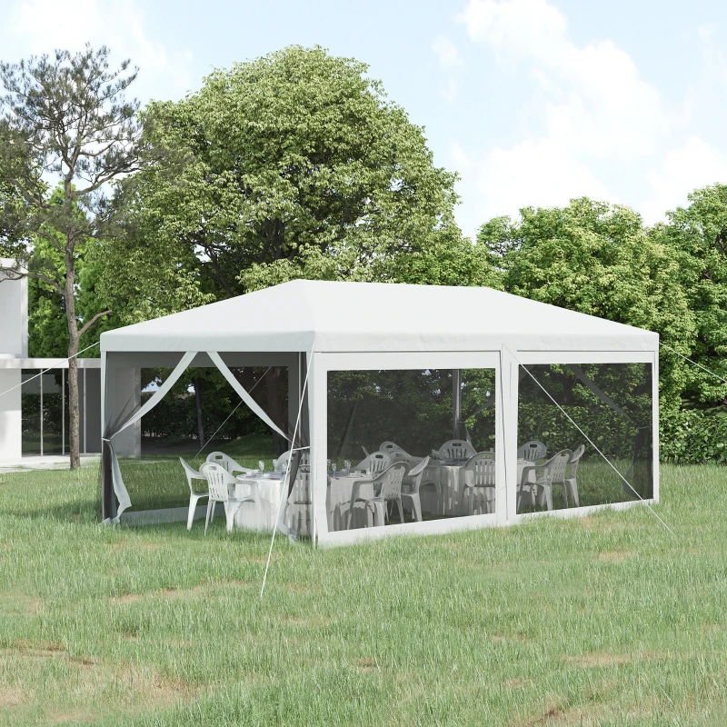 Outsunny 20' x 10' Outdoor Party Tent Gazebo Wedding Canopy with Removable Mesh Sidewalls, White