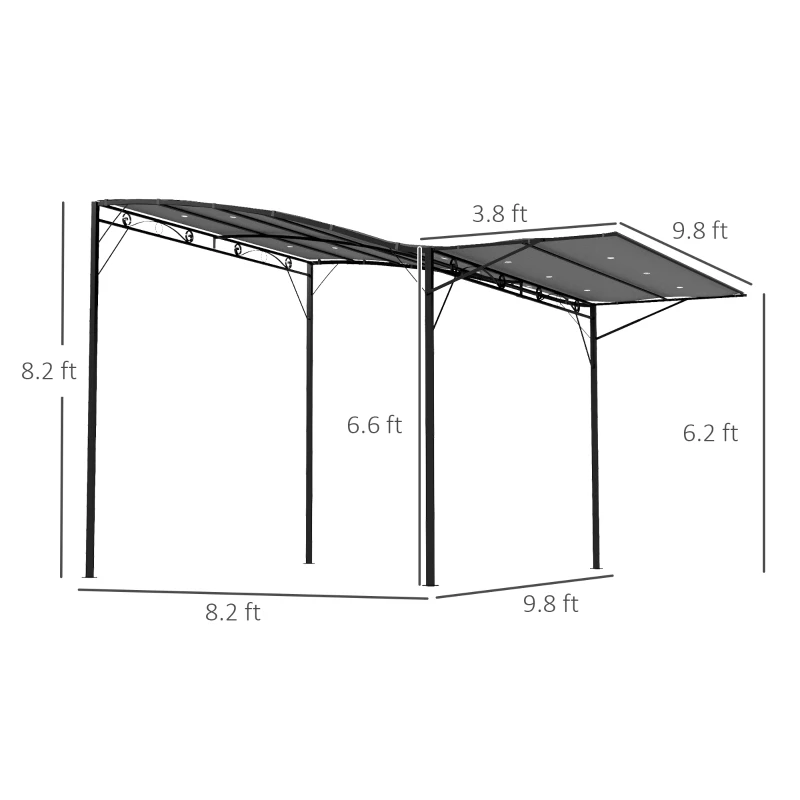 Outsunny 10' x 8' Outdoor Pergola and Patio Gazebo for Garden, Camper, Deck, Doors and Windows, Dark Gray