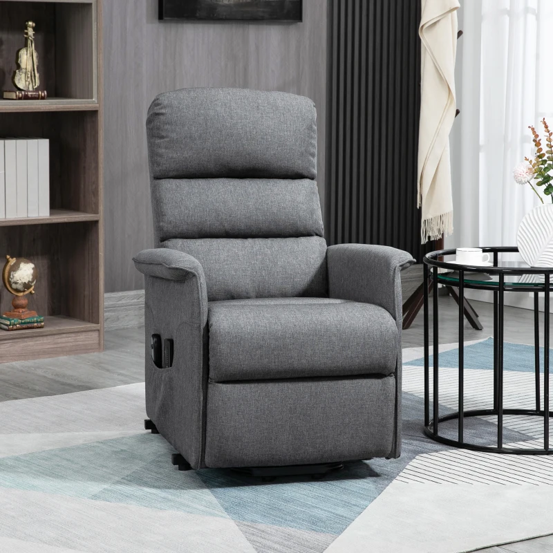 HOMCOM Electric Lift Recliner Massage Chair Vibration, Living Room Office Furniture, Gray