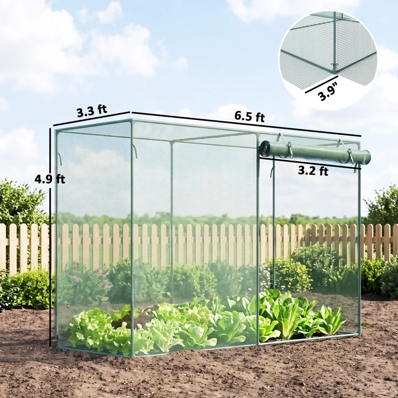 Outsunny 6 x 3ft Crop Cages for Garden, Plant Protectors from Animals, Two Zippered Doors, Storage Bag, 6 Ground Stakes, Green