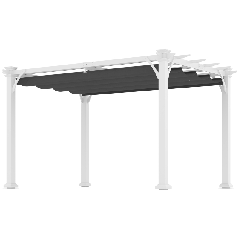 Outsunny 13' x 10' Outdoor Retractable Pergola Canopy, Wood Gazebo Sun Shade Shelter for Grill, Garden, Patio, Backyard, Deck