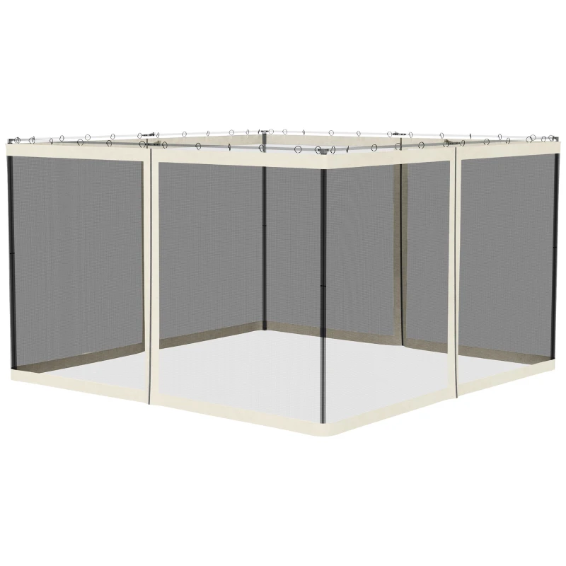 Outsunny Replacement Mesh Sidewall Netting for 10' x 12' Gazebos and Canopy Tents with Zippers, (Sidewall Only) White