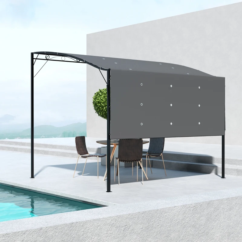 Outsunny 10' x 8' Outdoor Pergola and Patio Gazebo for Garden, Camper, Deck, Doors and Windows, Dark Gray