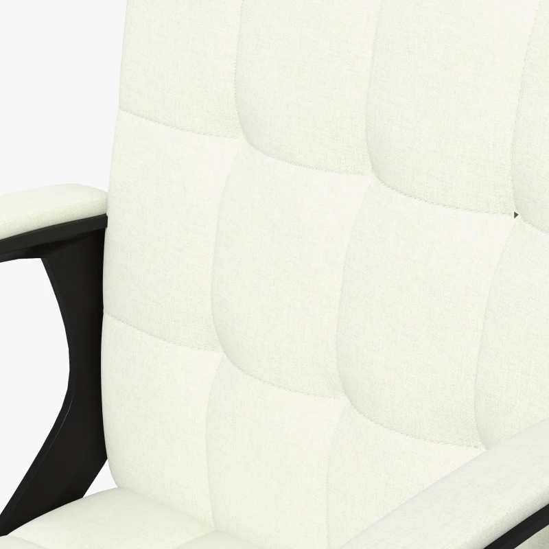 Vinsetto Mid Back Office Chair, Computer Chair for Desk, with Adjustable Height, Swivel Wheels, Arms, Cream White