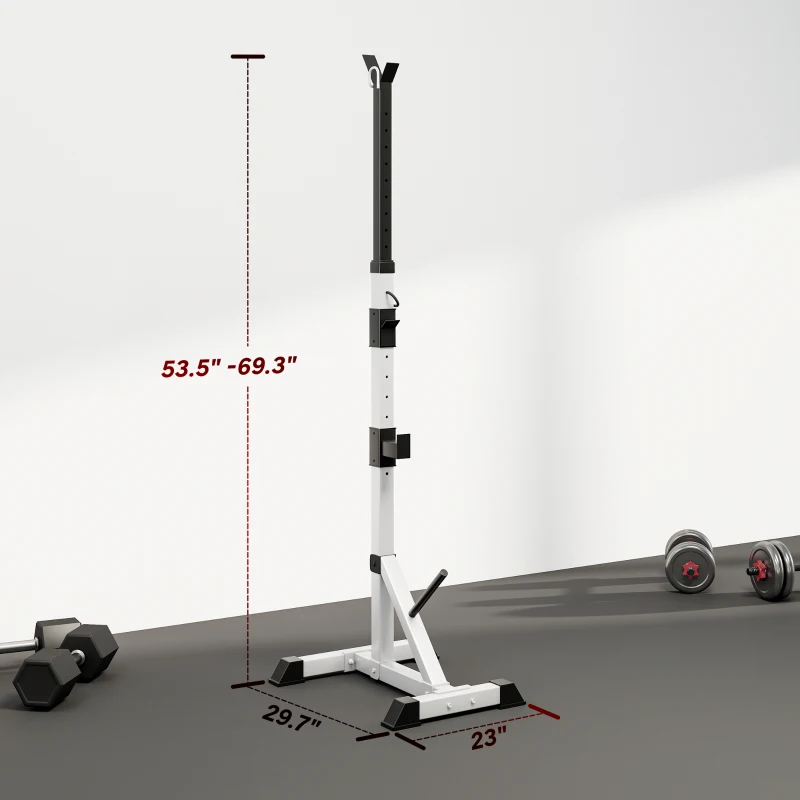 Soozier Pair of Adjustable Squat Rack Standard 53.5"-69.25" Barbell Rack Stand 440lbs Capacity, 2" Steel Heavy Duty Bench Press Rack, Support 3 Sets Barbells Storage