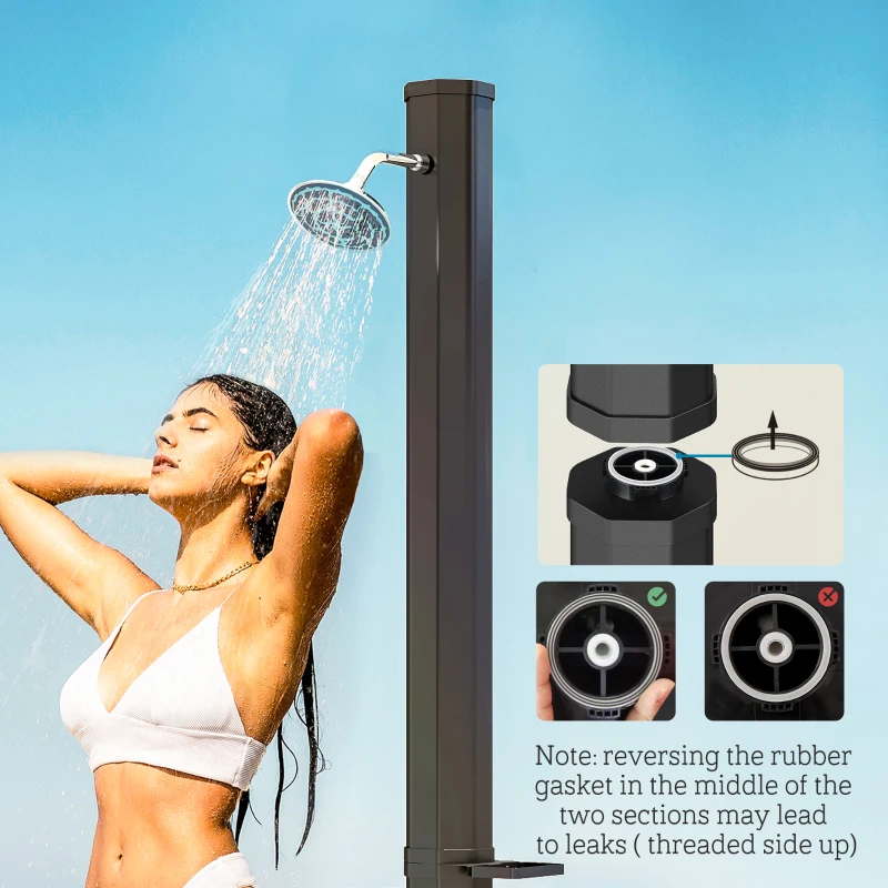 Outsunny 7.1FT Slolar Heated Outdoor Shower, 9.2 Gallon Outdoor Solar Shower for Backyard, Poolside, Beach, Spa