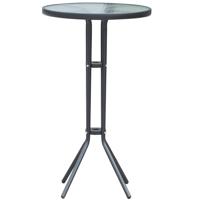 Outsunny 3 Piece Bar Height Outdoor Bistro Set for 2, Charcoal Gray