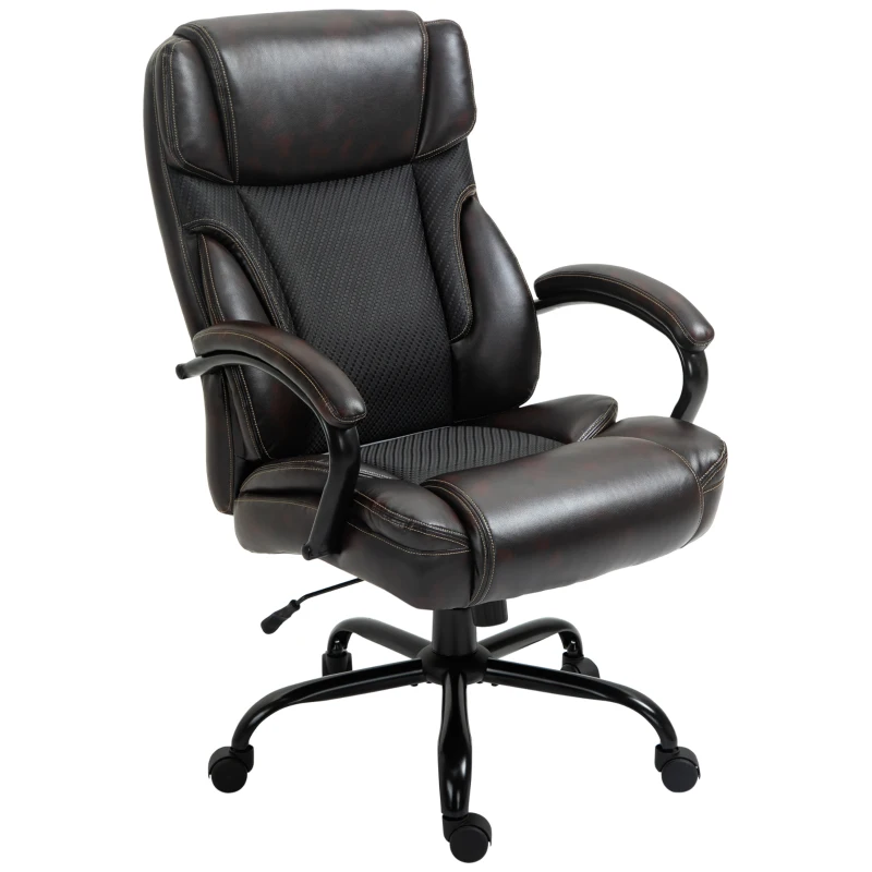 Vinsetto 484LBS Big and Tall Ergonomic Executive Office Chair with Wide Seat, High Back Adjustable Computer Task Chair Swivel PU Leather, Brown