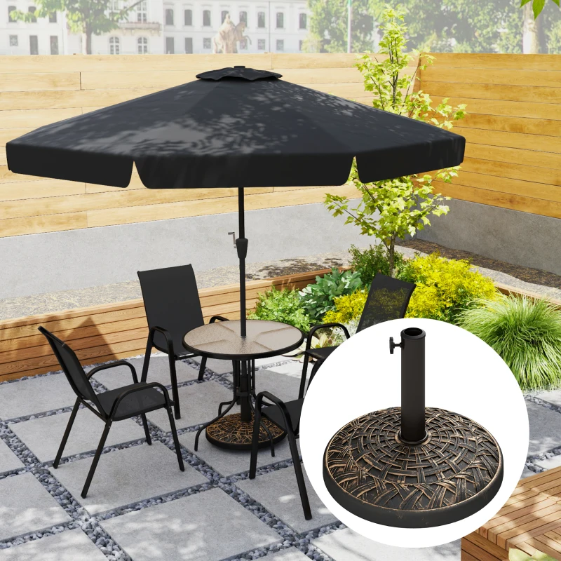 Outsunny 19" Patio Umbrella Base, 26 lbs Concrete Heavy Duty Umbrella Stand, Round Patio Umbrella Holder