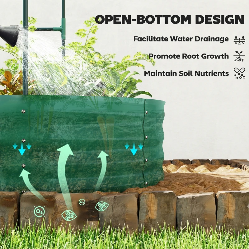 Outsunny Galvanised Raised Garden Bed with Arched Trellis, 5 x 3 x 6ft Metal Outdoor Planter Box with Open Bottom, Green