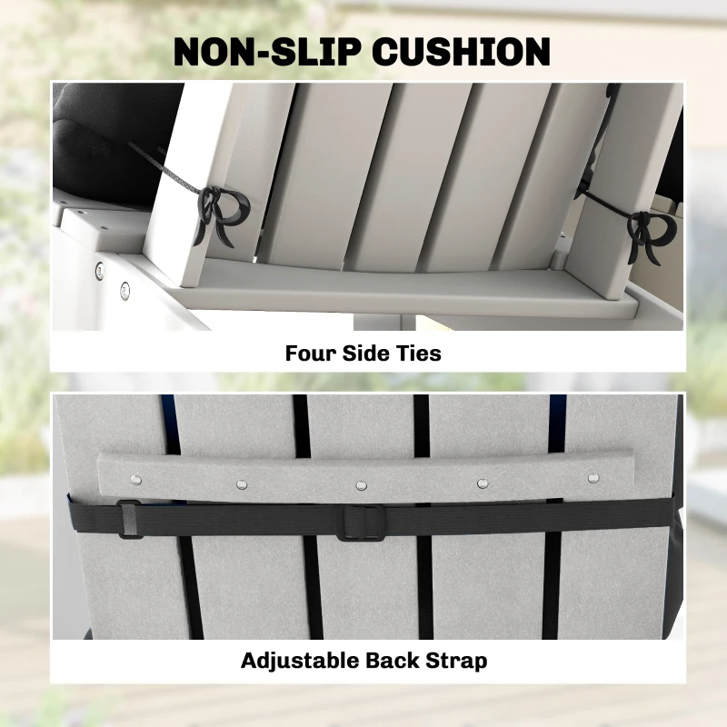 Outsunny Outdoor Adirondack Chair Cushions Set of 2, Tufted High Back Patio Chair Cushions, Black