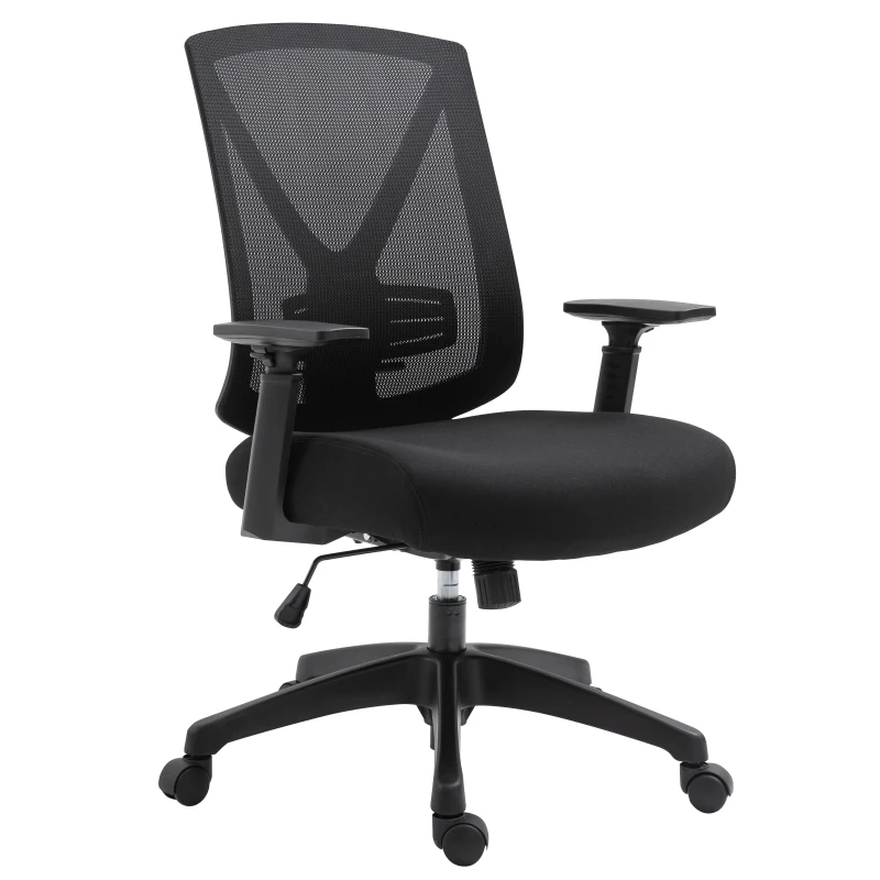 Vinsetto Ergonomic Mesh Office Chair with Lumbar Back Support, Swivel Rocking Computer Chair with Adjustable Height and Armrests for Home Office, Black