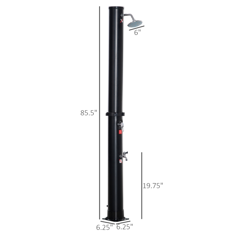 Outsunny 7 FT Solar Heated Shower with Free-Rotating Shower Head, Temperature Adjustment & Foot Shower, 2-Section Outdoor Shower for Backyard Poolside Beach Pool Spa, 9.2 Gallon