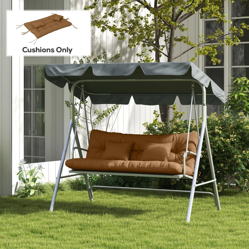 Outsunny 59" Tufted Bench Cushions & Throw Pillows, Replacement Bench Seat Pad, Back & 2 Pillows for Outdoor Furniture, Tan