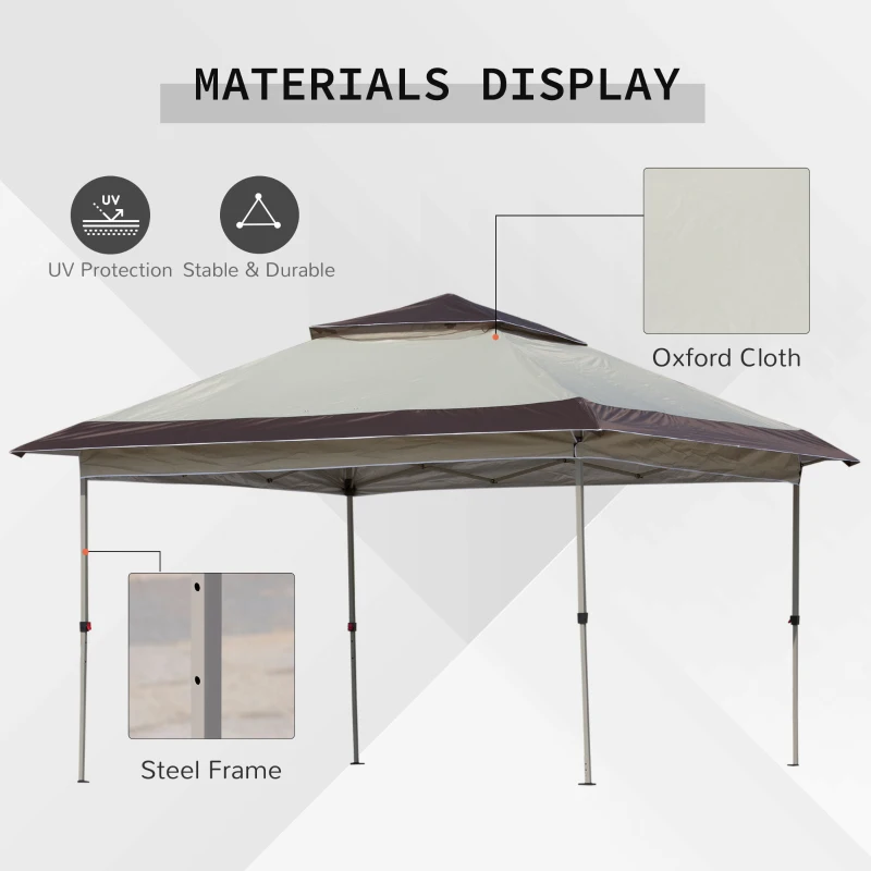 Outsunny 12' x 12' Pop Up Canopy Tent with Netting and Carry Bag, Instant Sun Shelter with 137 sq.ft Shade, Tents for Parties, Height Adjustable, for Outdoor, Garden, Patio, Beige