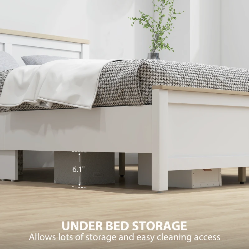 HOMCOM Full Bed Frame with Headboard, Modern Platform Bed Frame with Wooden Slats, No Box Spring Needed, Easy Assembly, White