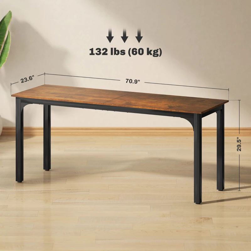 HOMCOM 71" Computer Desk, Desktop Desk with Metal Legs, Rustic Brown