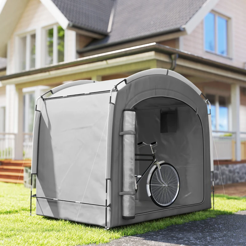 Outsunny Bike Storage Shed Tent, Portable and Waterproof with 210D Oxford Fabric and Carry Bag for 3-4 Bicycles, Dark Gray