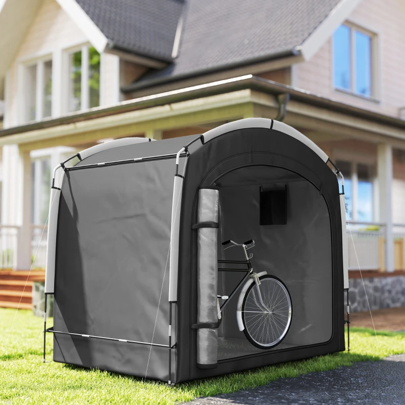 Outsunny Bike Storage Shed Tent, Portable and Waterproof with 210D Oxford Fabric and Carry Bag for 3-4 Bicycles, Black