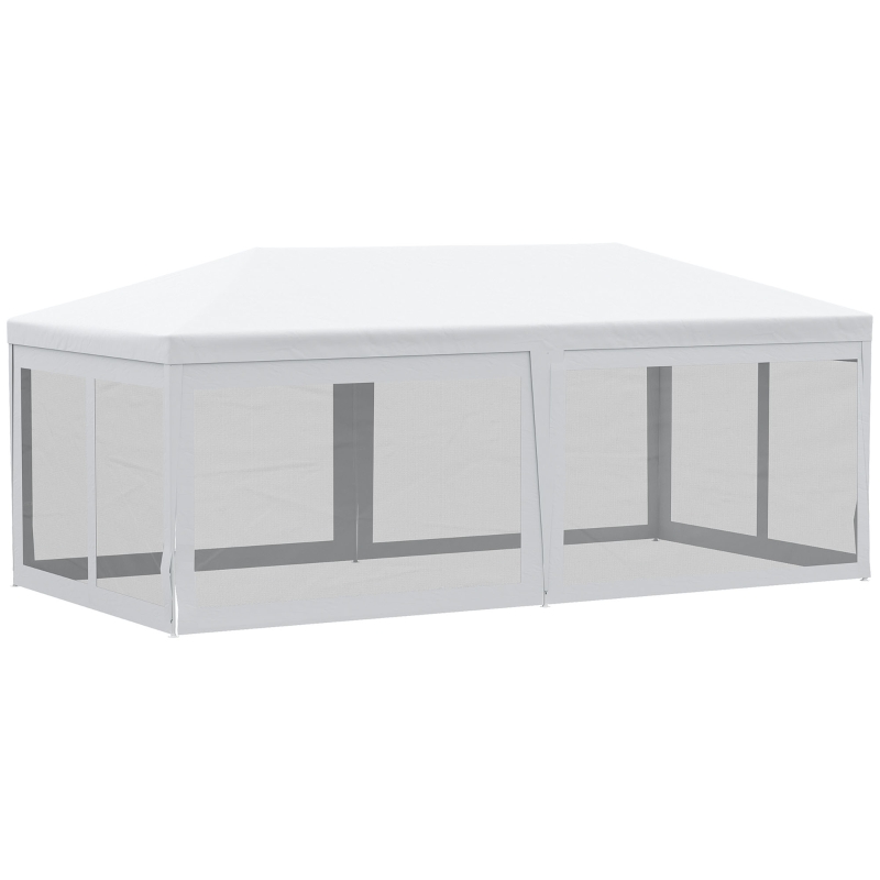 Outsunny 20' x 10' Outdoor Party Tent Gazebo Wedding Canopy with Removable Mesh Sidewalls, White
