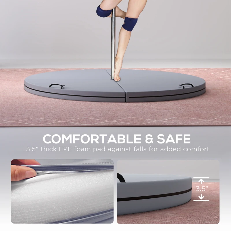 Soozier Foldable Crash Mat, Pole Padding with Carrying Handles and EPE Foam for Dance Training and Exercise, Gray