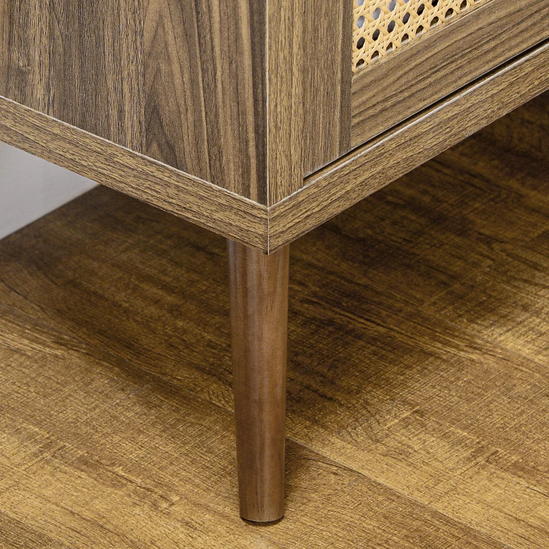 HOMCOM Sideboard Buffet Cabinet with Rattan Doors, Brown