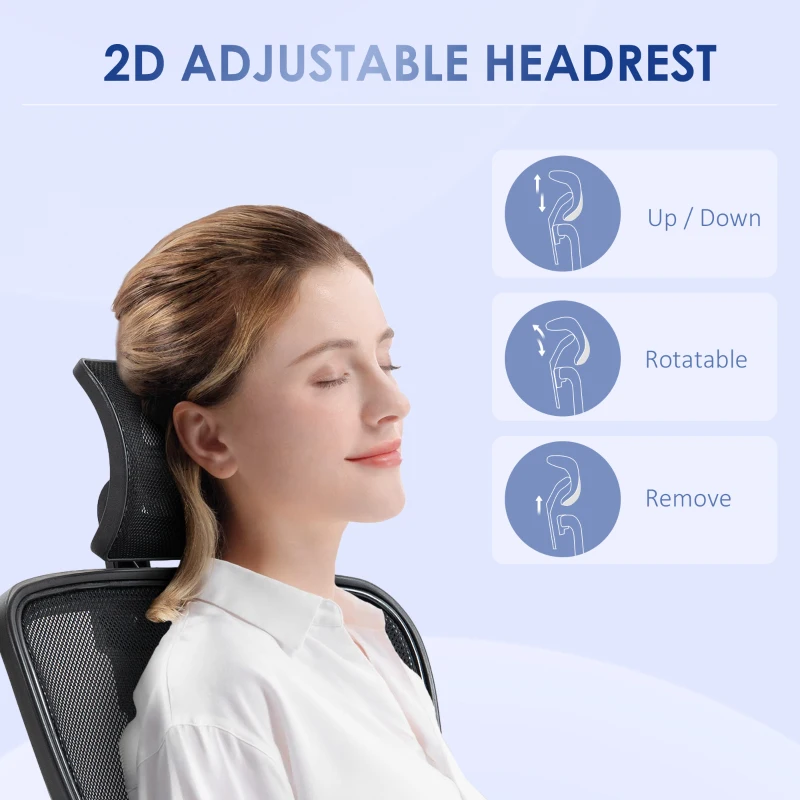 Vinsetto Ergonomic Office Chair, Mesh Desk Chair with Adjustable Headrest, Reclining Backrest, Swivel Wheels, Black