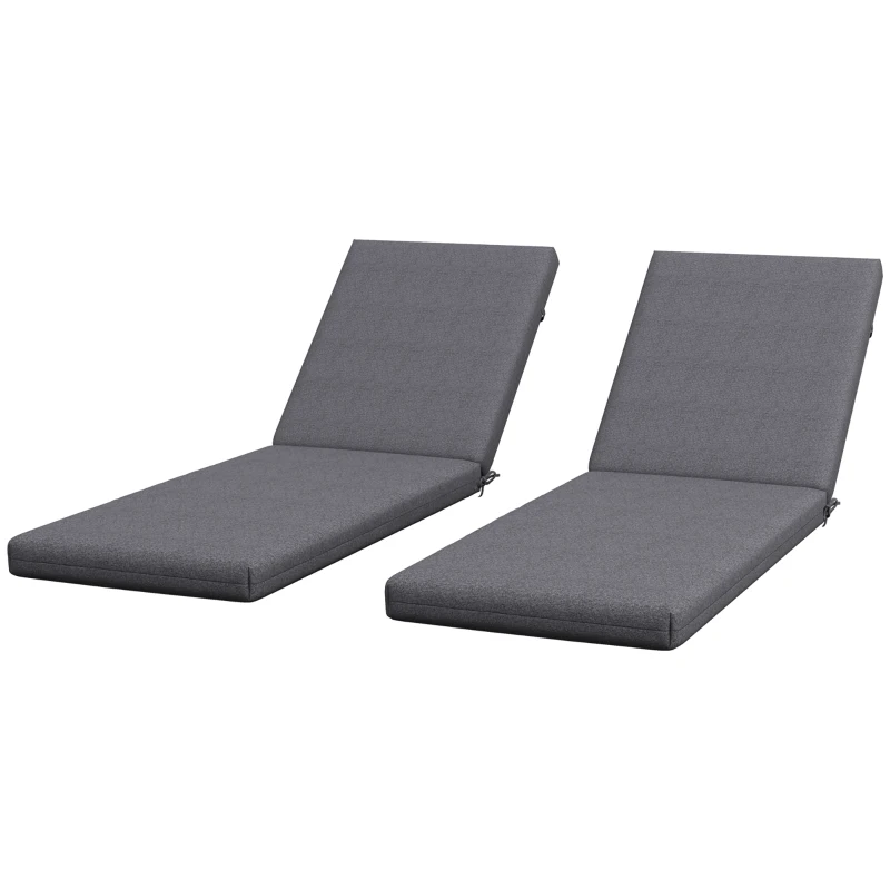 Outsunny 2-Piece Back and Seat Cushion Pillows Replacement, Patio Chair Cushions Set with Ties for Indoor Outdoor, Grey