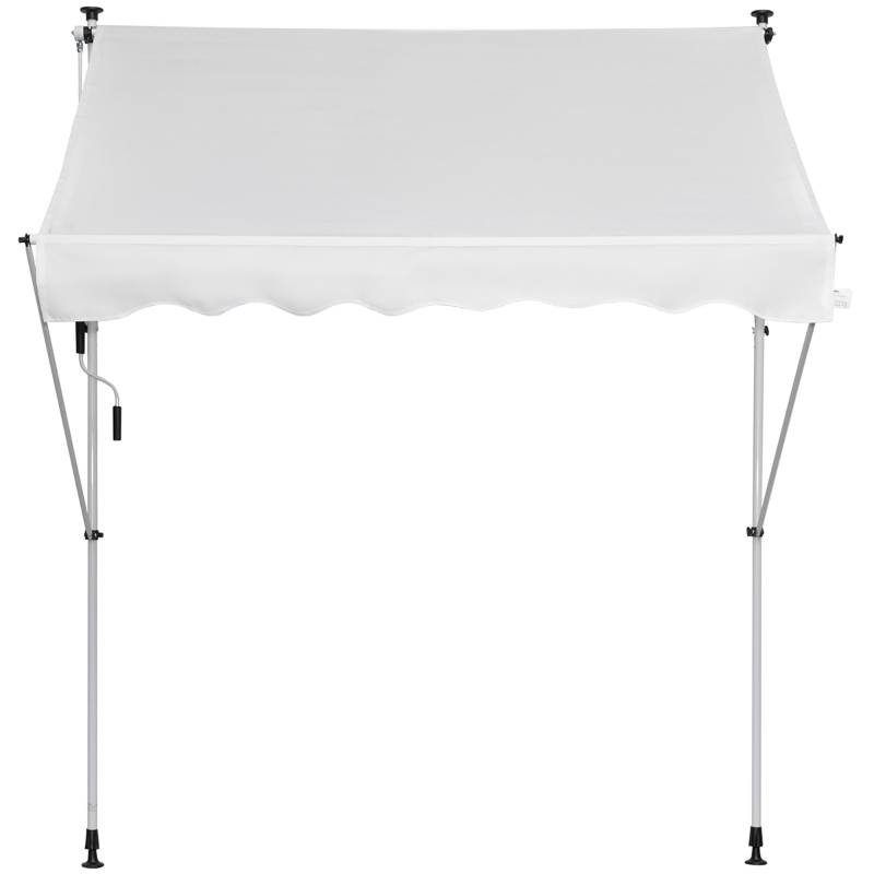 Outsunny 6.6'x5' Manual Retractable Patio Awning Window Door Sun Shade Deck Canopy Shelter Water Resistant UV Protector White