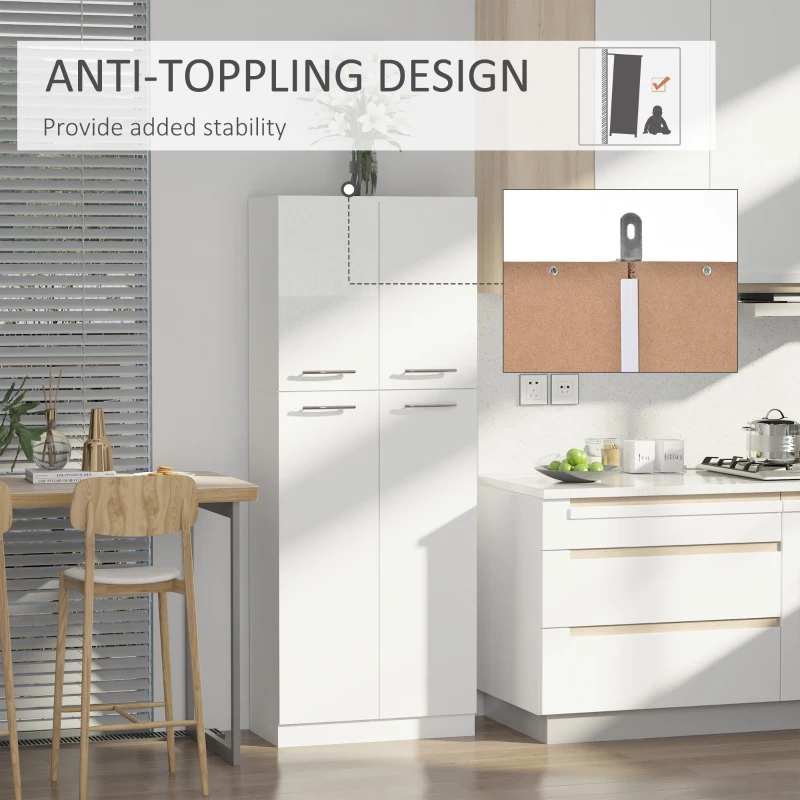 HOMCOM 61" Pantry Cabinet, Kitchen Pantry Storage Cabinet with 2 Doors and Adjustable Shelves, Freestanding Storage Cabinet