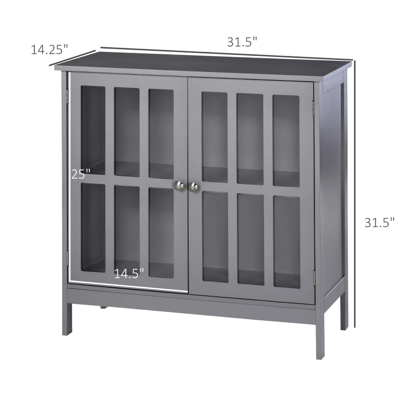 kleankin Contemporary Storage Cabinet, Cupboard Buffet Credenza with 2 Doors for Kitchen, Hallway, Living Room, Gray