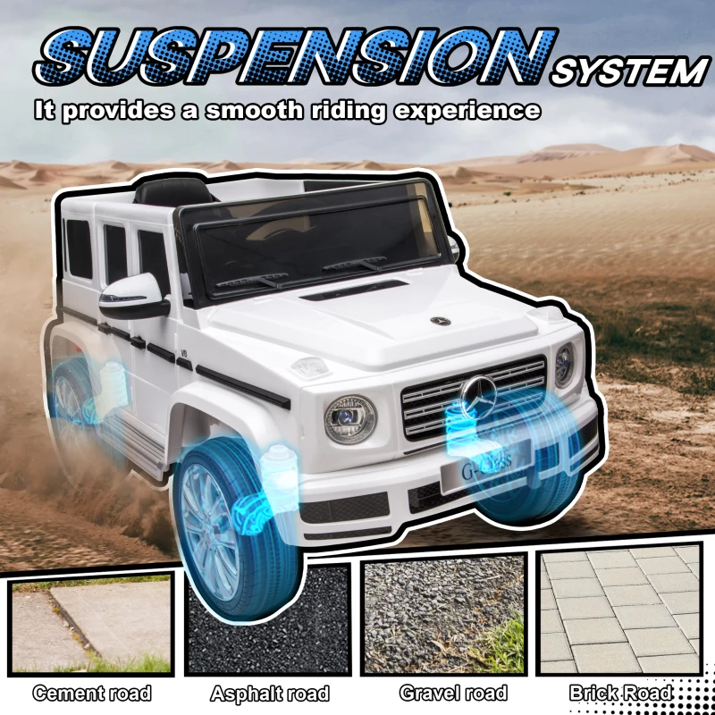 Aosom Mercedes Benz G500 Licensed 12V Kids Ride on Car with Remote Control, Music, Lights, MP3 for 37-96 months, White