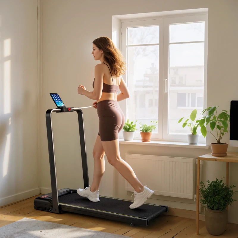 Soozier Walking Pad Treadmill, 0.6–6.2mph Foldable Under Desk Treadmill with Incline, Wheels, LED Display and Remote Control
