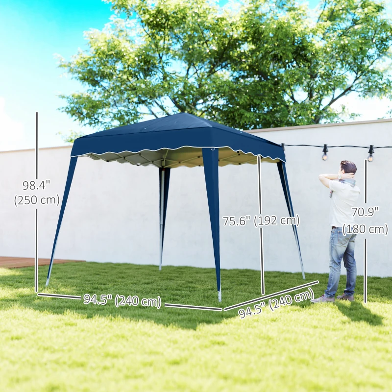 Outsunny 8' x 8' Pop Up Canopy, Outdoor Foldable Tent, Portable Canopy Tent with Carrying Bag for Camping, Party, Picnic, Blue