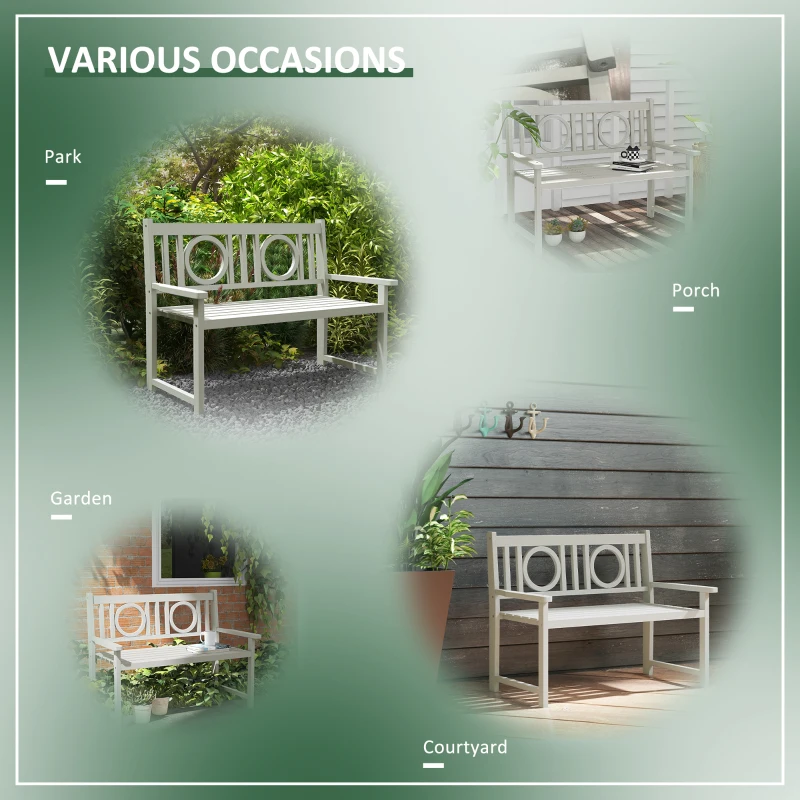 Outsunny 47" Outdoor Wooden Bench, 2-Seater Garden Bench, Fir Wood, For Garden, Poolside, Deck