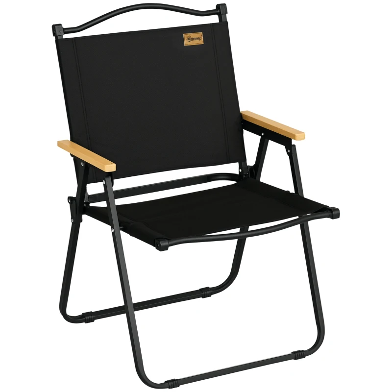 Outsunny Camping Chair, Lightweight Folding Chair, Portable Armchair, Excellent for Festivals, Fishing, Black