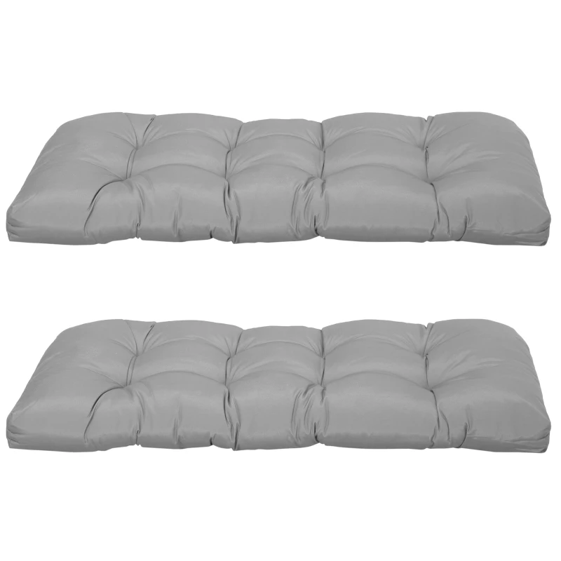 Outsunny Set of 2 Patio Bench Replacement Cushions, 2 Seater Outdoor Loveseat Cushion Seat Pad, 43" x 19" x 3", Grey