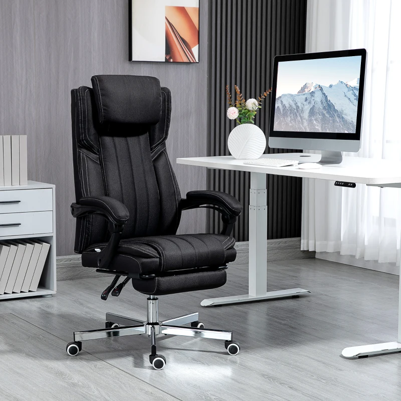 Vinsetto High-Back Massaging Office Chair Reclining Office Chair with Footrest Headrest Swivel Wheels Adjustable Height Black