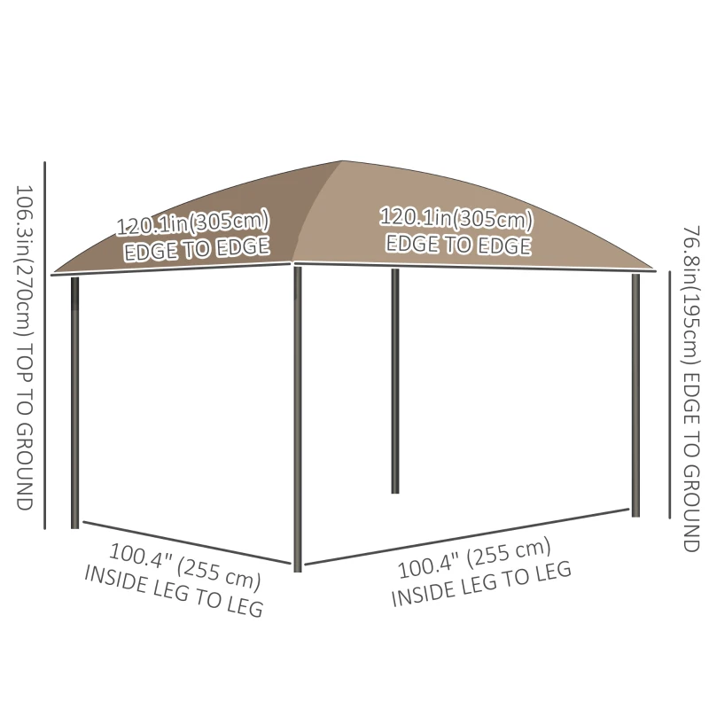 Outsunny 10' x 10' Outdoor Hardtop Gazebo Canopy with UV60+ Polycarbonate Roof, Steel Frame, Central Hook, Curtains, Khaki