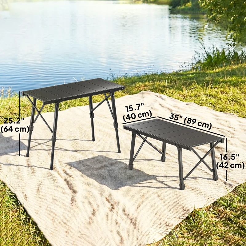Outsunny Folding Picnic Table Heavy Duty Camping Table with Removable Plates Non-slip Feet for Outdoor BBQ