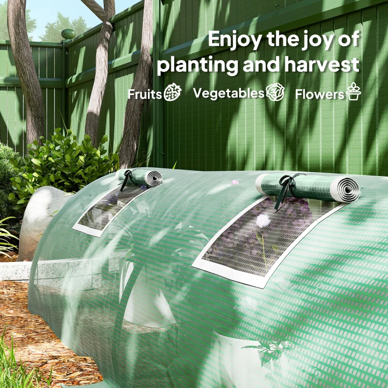 Outsunny Portable Mini Greenhouse, Tunnel Growing Tent with 5 Mesh Windows and Steel Frame,10' x 3' x 2', Green