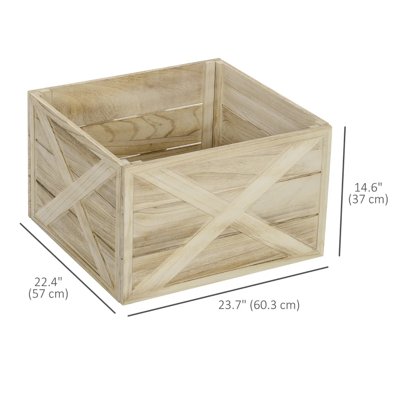 HOMCOM 24" Farmhouse Christmas Tree Base Cover Wooden Christmas Tree Collar Box Home Decoration Light Distressed Wood Finish