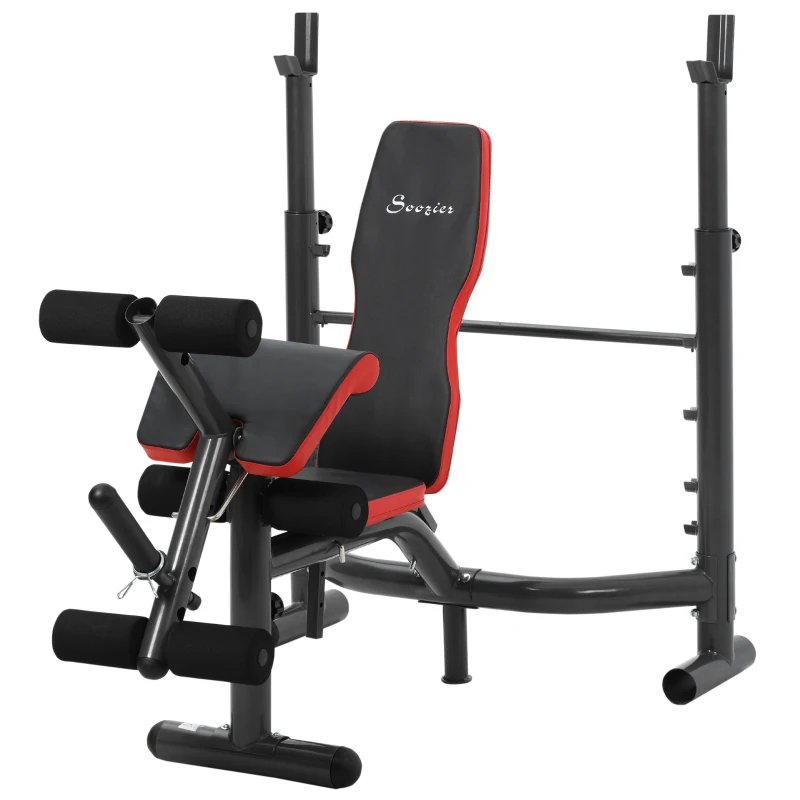 Soozier Heavy Duty Weight Multi-Function Workout Bench with Preacher Curl, Strength Exercise Starter Kit Develops Legs, Arms, and Core Muscles
