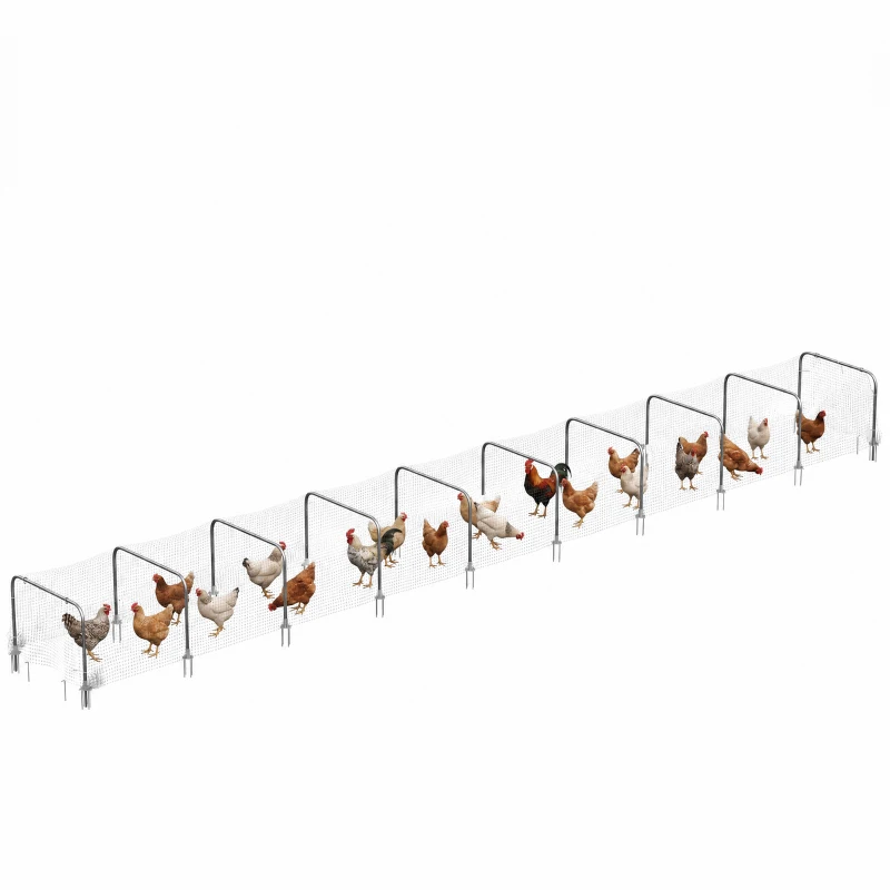 PawHut Extra Long Chicken Run, 354" x 39" Galvanized Steel Chicken Tunnel with Nylon Netting for 10-15 Chickens or Ducks