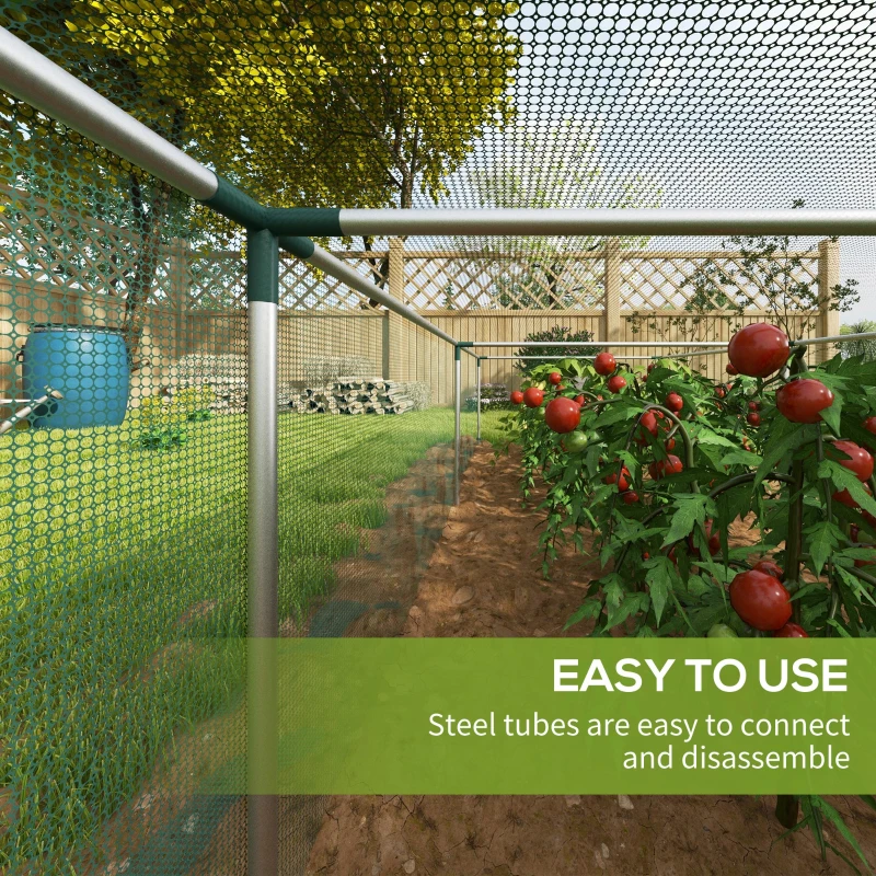Outsunny 12' x 4' Plant Protection Cage with Zipper Roll-Up Door, Plant Protector from Animals with Galvanised Steel Frame