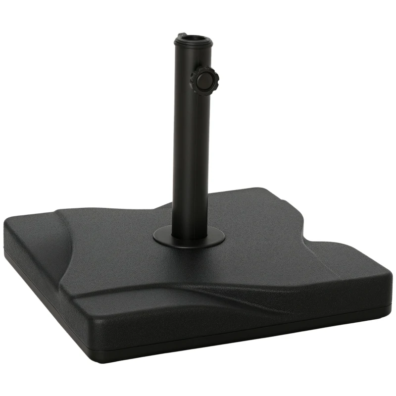 Outsunny 44lbs Square Cement Patio Umbrella Base Stand, Outdoor Garden Parasol Base Umbrella Weight Stand Holder Fits Φ1.3", Φ1.5" and Φ2.0" Pole - Black