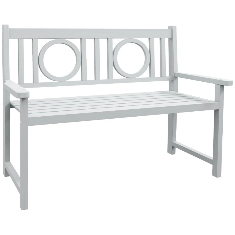 Outsunny 47" Outdoor Wooden Bench, 2-Seater Garden Bench, Fir Wood, For Garden, Poolside, Deck