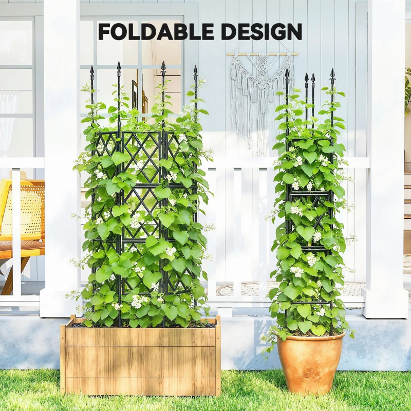 Outsunny Foldable Garden Trellis, 33.5 x 77.6 Inch Lattice Climbing Support Trellis for Garden, DIY Assembly, Black